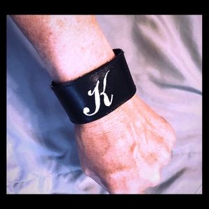 Leather Initial Cuff Bracelet